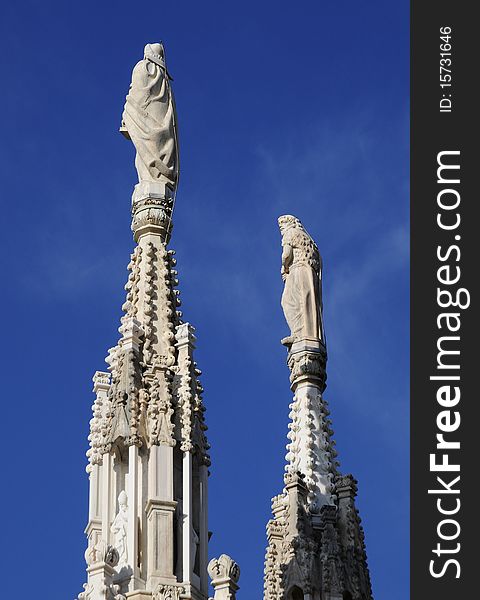 Statue decoration on top of Great cathedral of Milan city. Statue decoration on top of Great cathedral of Milan city