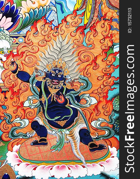 Deamon monster in tibet painting artwork. Deamon monster in tibet painting artwork