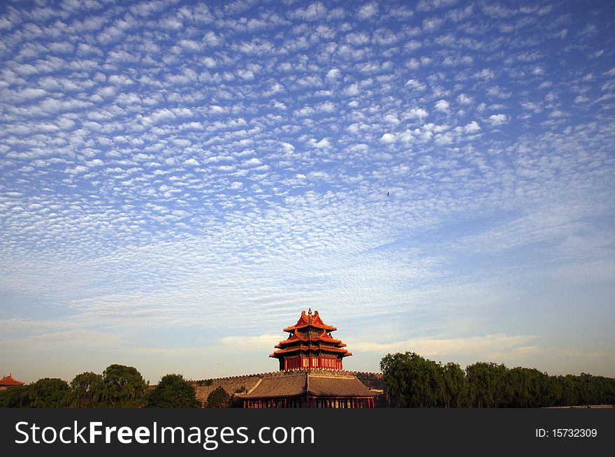 Cloudscape over ancient Building architecture. Cloudscape over ancient Building architecture