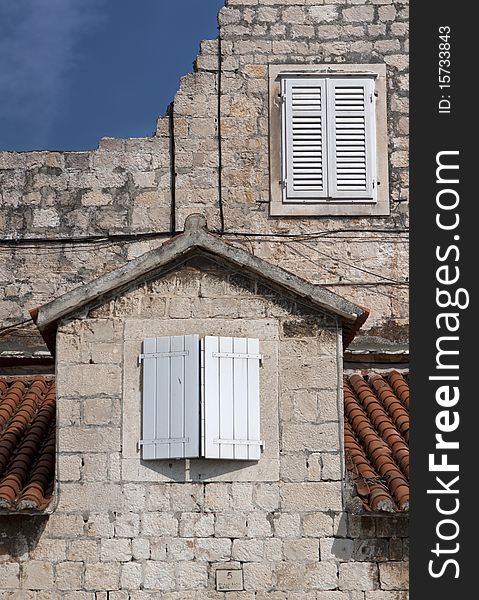 House window architecture, photo taken in Trogir Croatia