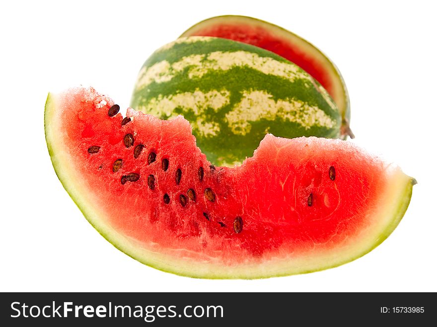 Slice of watermelon isolated on white background