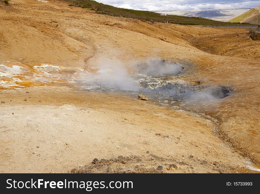 Geothermal area in Iceland. Colorful landscape.