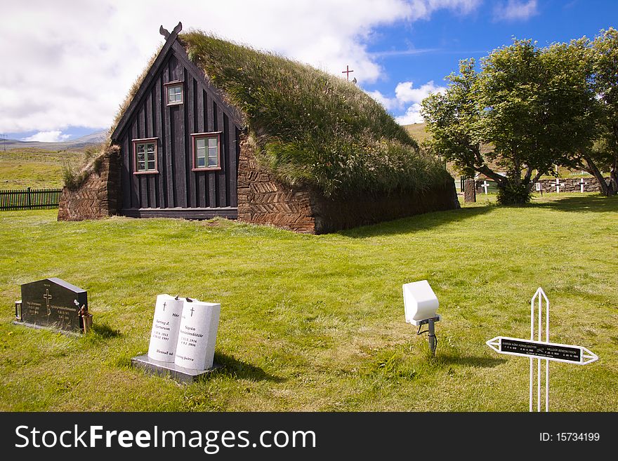 Old Wooden Church, Iceland At Vidimyri.