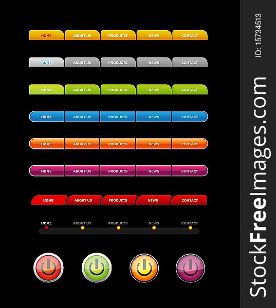 Set of colored buttons. Vector art