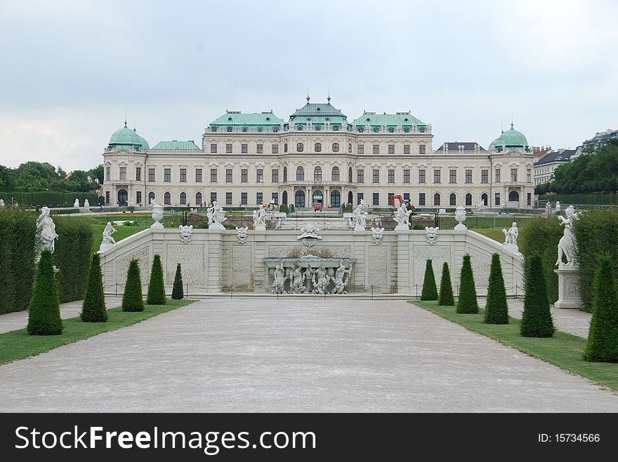 It is a Belvedere Palace with set of beautiful statues and pools.
