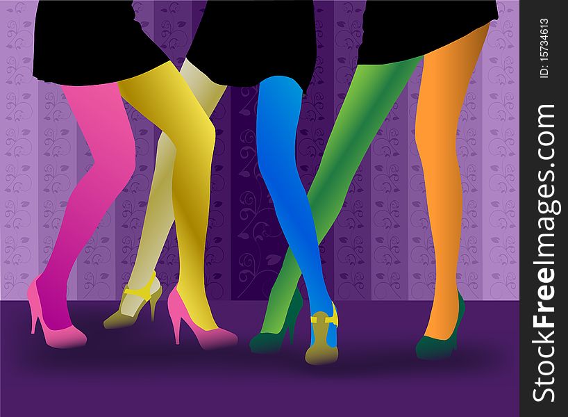 The girls danced in the party-colored socks. The girls danced in the party-colored socks
