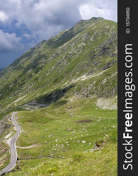 High mountain road, photo taken in Romania Transfagarasan