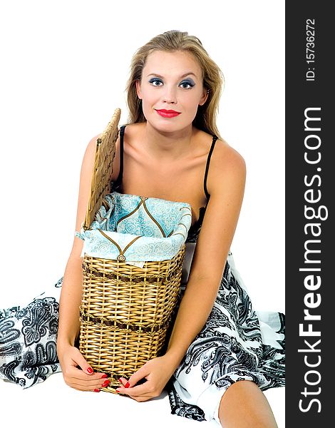 The Girl With Wattled Basket Isolated