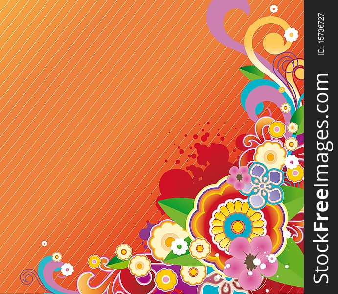 Modern background with colored floral ornament and free space for your text. Modern background with colored floral ornament and free space for your text