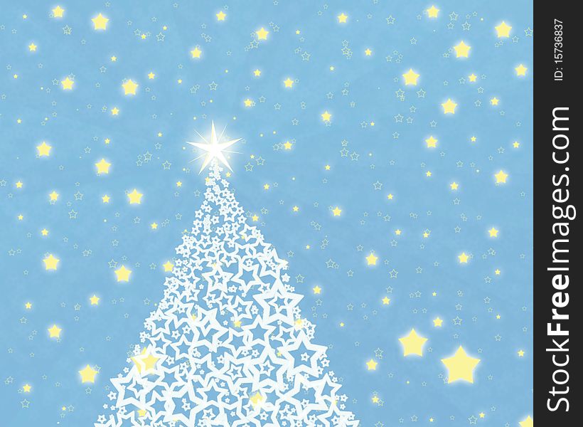 Christmas tree on blue background