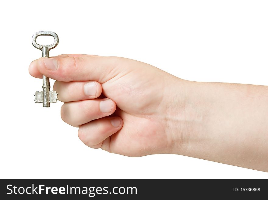 Key in the hand isolated