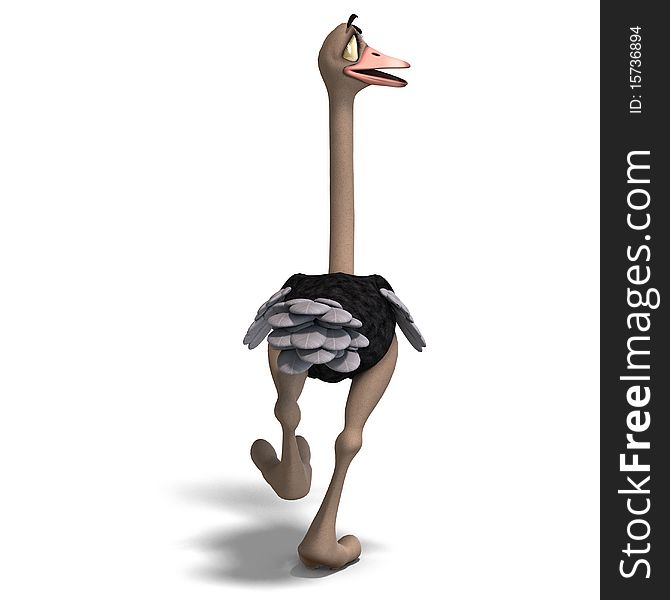 Cute Toon Ostrich Gives So Much Fun