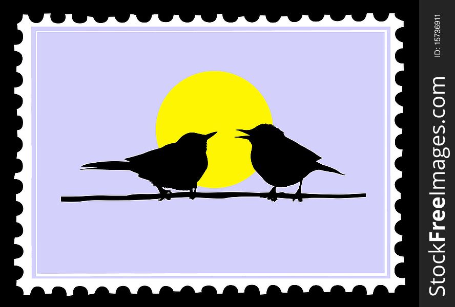 Vector postage stamps on black background