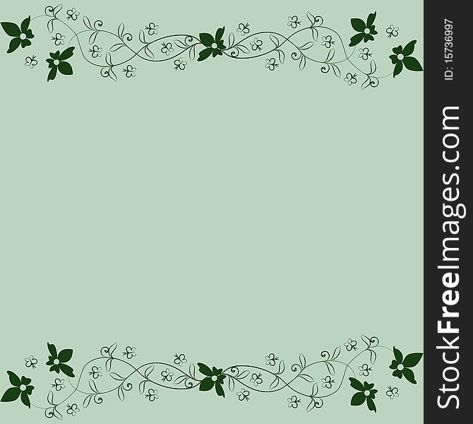 Gently green background with floral reason and butterflies. Gently green background with floral reason and butterflies