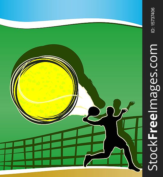 Abstract tennis   background with sportsman silhouette. Abstract tennis   background with sportsman silhouette.