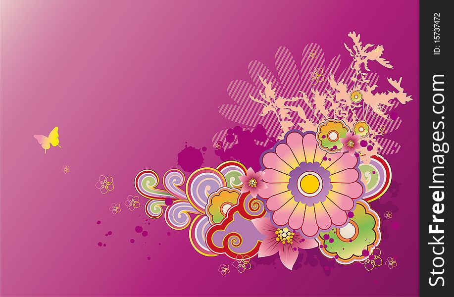 Modern background with colored floral ornament and free space for your text. Modern background with colored floral ornament and free space for your text