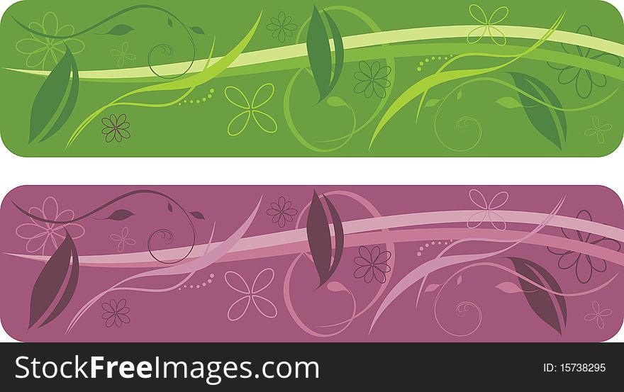 Two patterns for decorative floral borders. Illustration