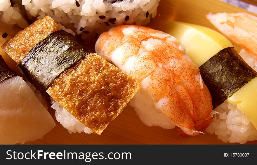 Japanese sushi food in close-up