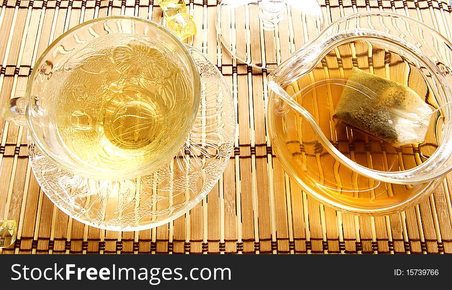 Chinese tea with teacup and teapot.