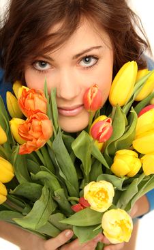Young Woman With Flowers Stock Photos