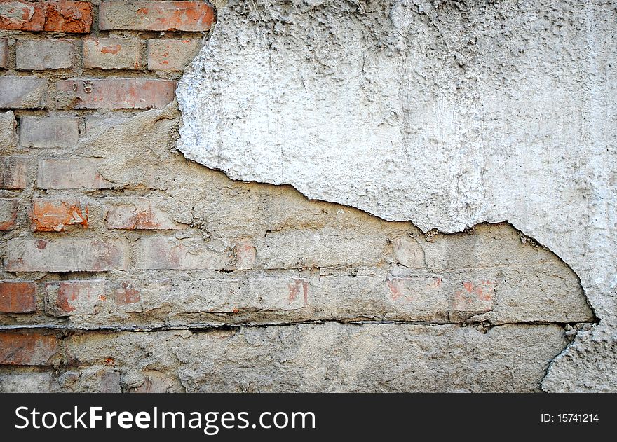 Red aged brick background