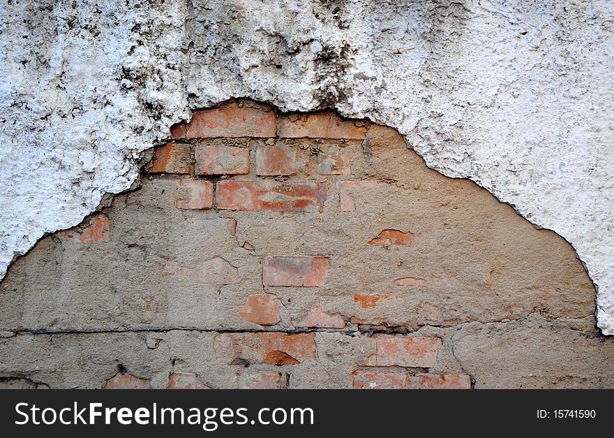 Red aged brick wall background
