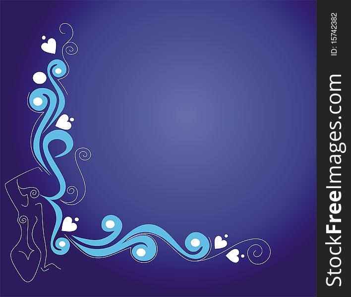 Silhouette of a girl with a pattern on a blue. Silhouette of a girl with a pattern on a blue.