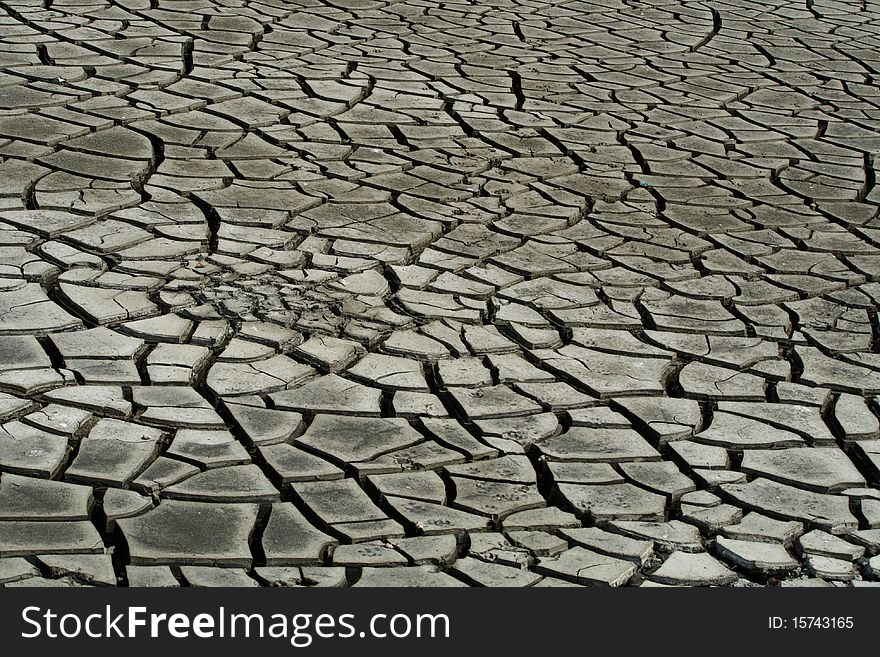 Dry cracks on soil at drought condition