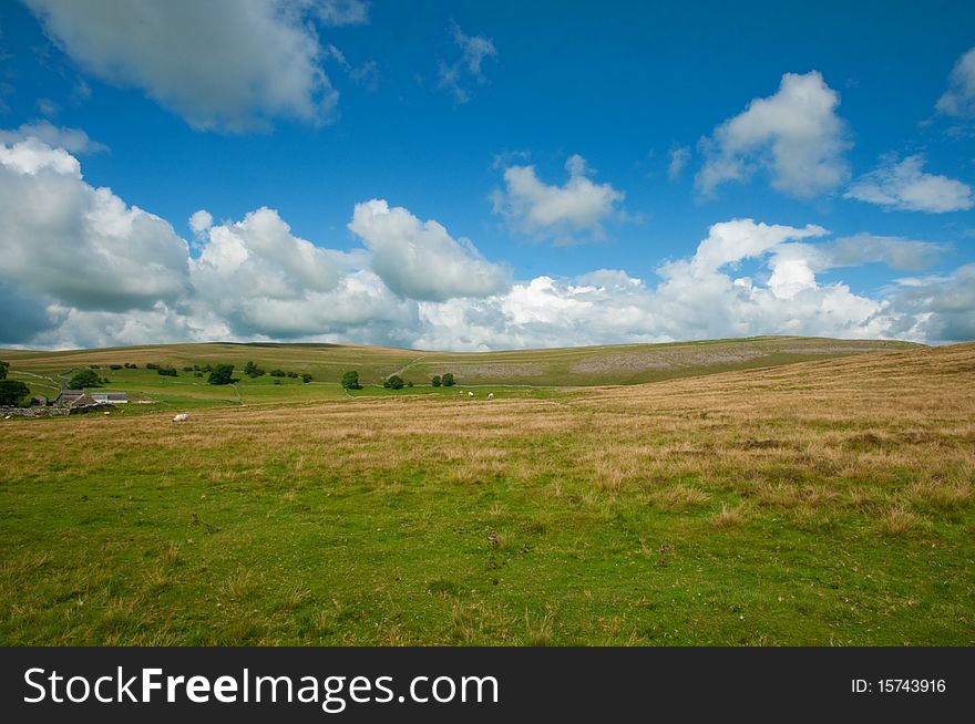 The hills and farmland near little asby in cumria in england. The hills and farmland near little asby in cumria in england