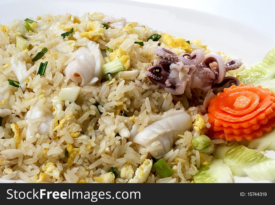 Delicious Fried rice squid and prawn. Delicious Fried rice squid and prawn