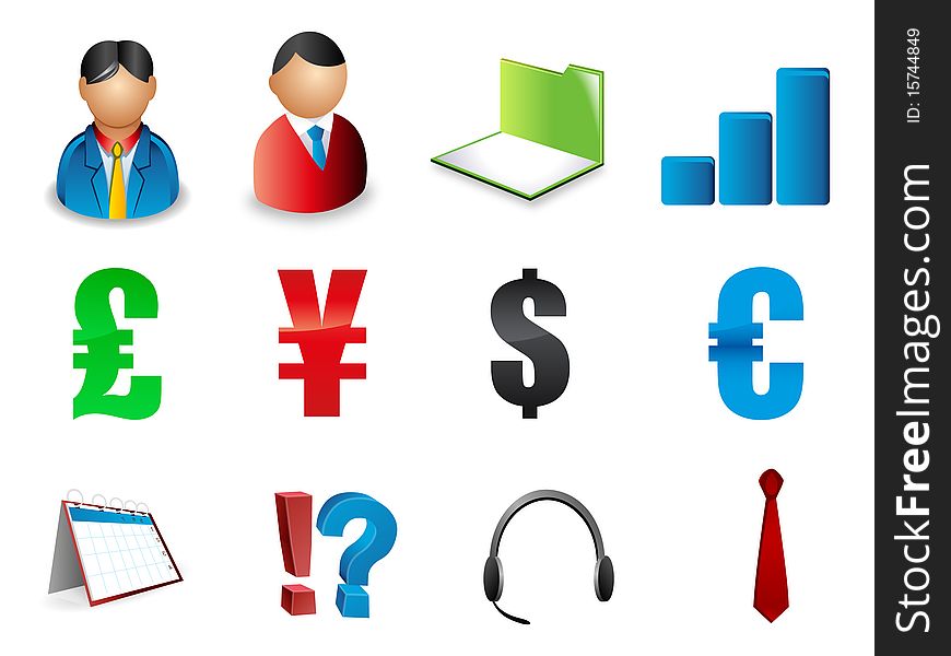 Set of business related vector icons on white