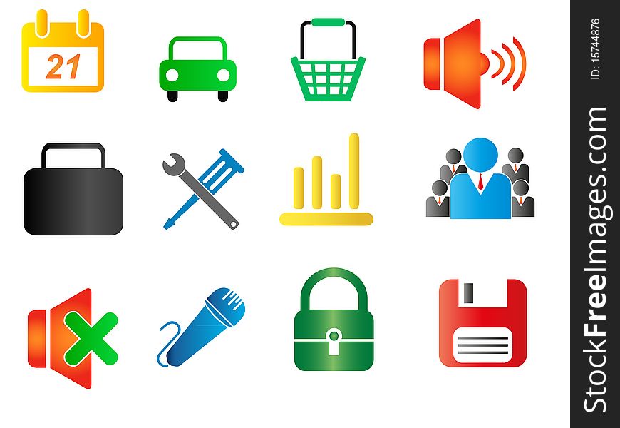 Set of business related vector icons on white