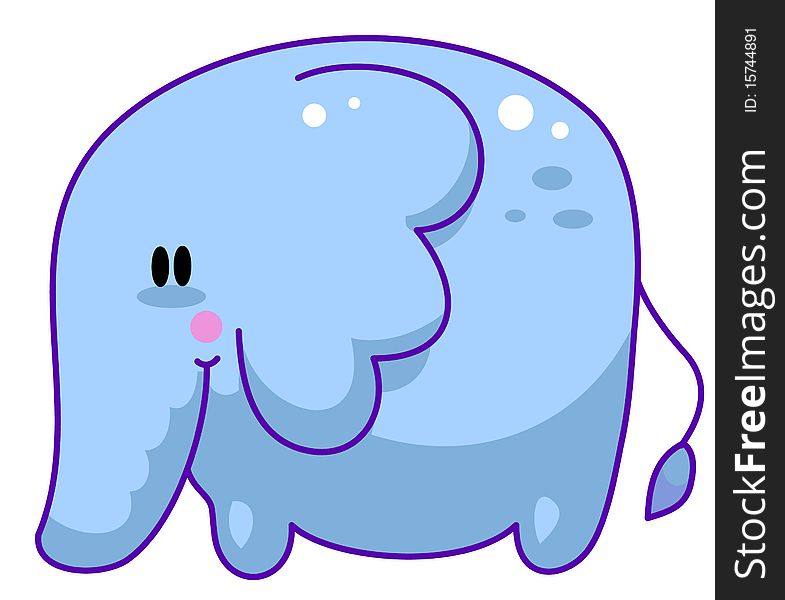 A blue elefant  with red cheek. A blue elefant  with red cheek