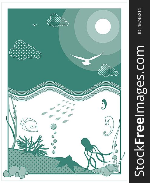 Vector illustration depicting the marine world. Vector illustration depicting the marine world.