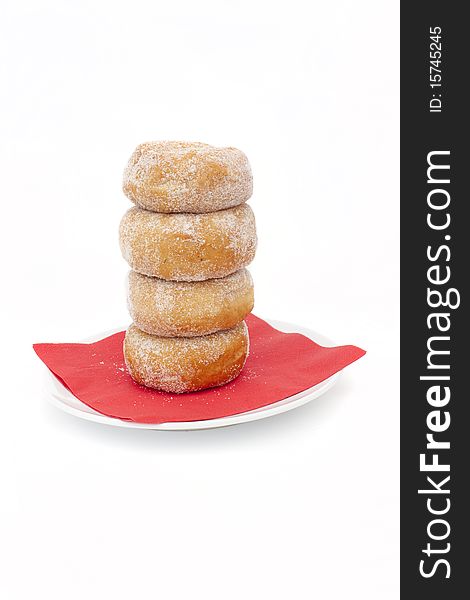 Stack of ring donuts on a white background. Stack of ring donuts on a white background