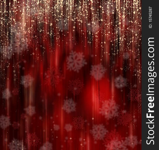 Red Christmas background with snowflakes falling