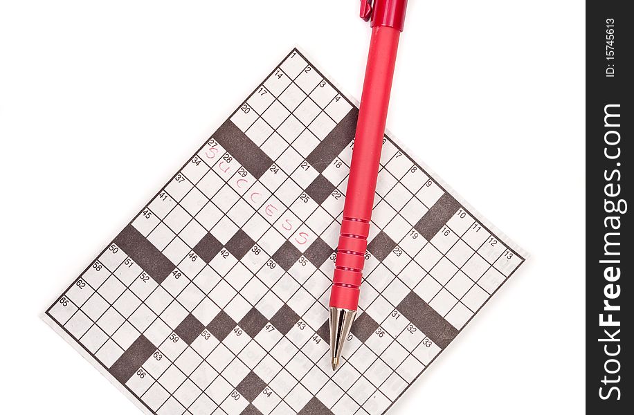Crossword Puzzle with Red Pen