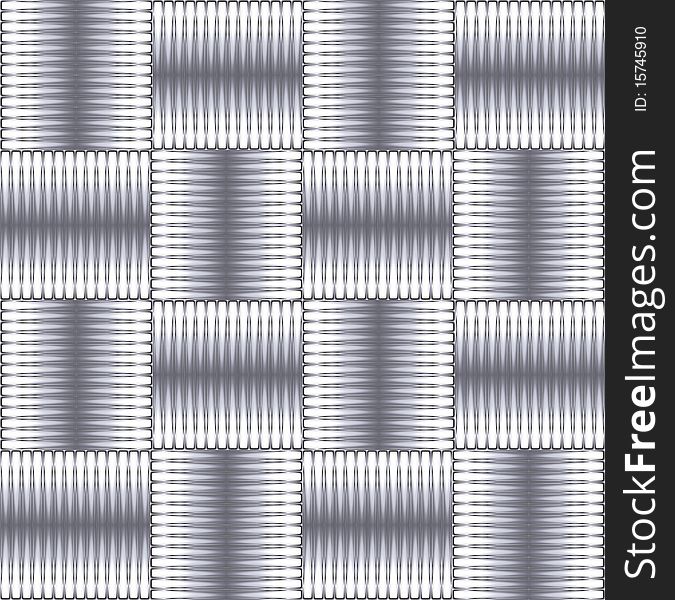 All-metal abstract structure from squares 4х4, the chromeplated elements are created by means of a vector drawing. Blocks of elements are turned symmetrically from each other in the form of wattled strips. All-metal abstract structure from squares 4х4, the chromeplated elements are created by means of a vector drawing. Blocks of elements are turned symmetrically from each other in the form of wattled strips