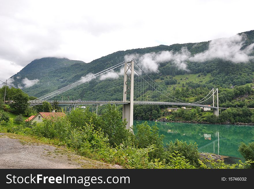 Bridge over fjord in Norway.