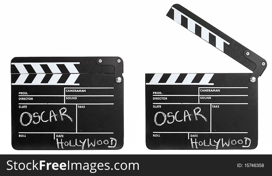 Isolated film slate on white background. Isolated film slate on white background