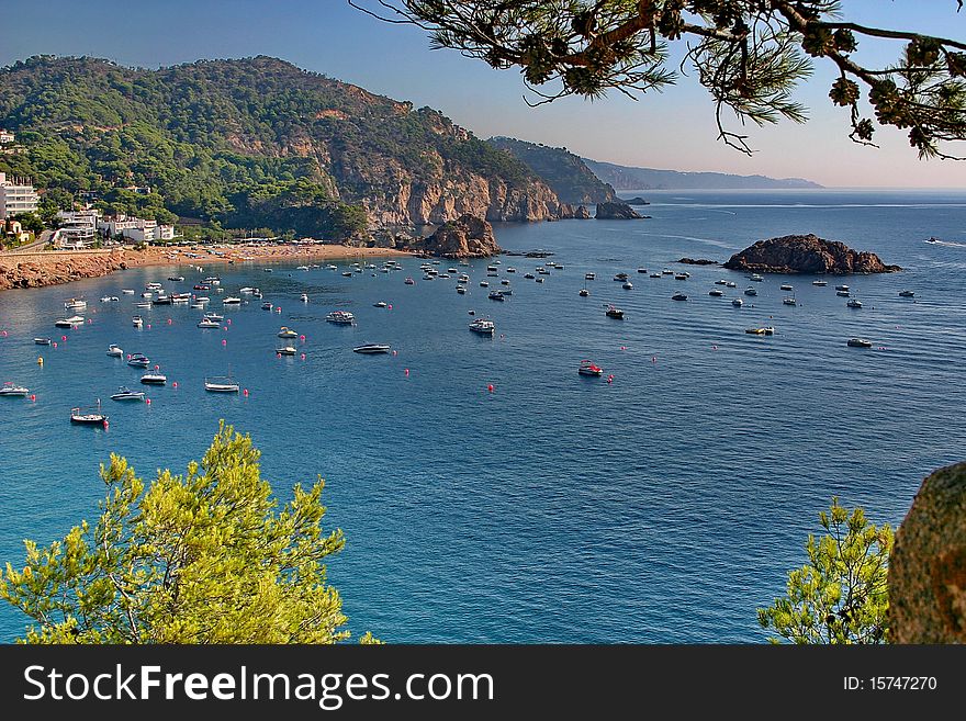 View the beach of Mediterranean Sea in Catalonia. View the beach of Mediterranean Sea in Catalonia