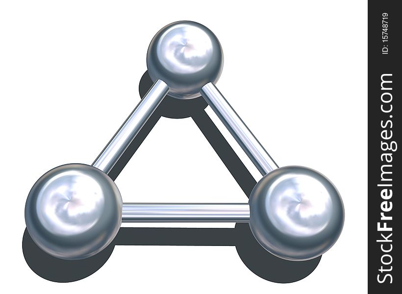 3d illustration of metallic atoms. 3d illustration of metallic atoms