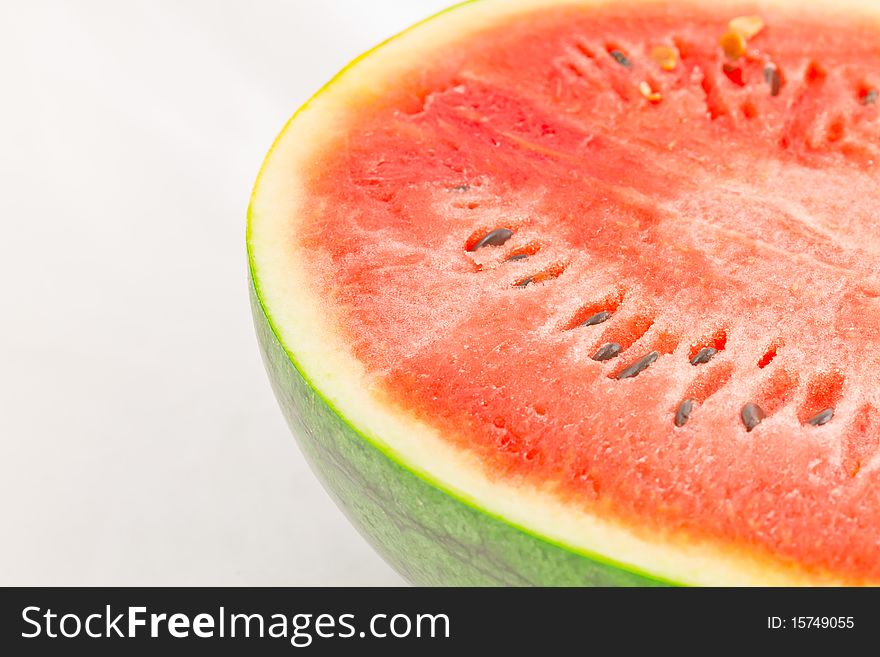 Half of Ripe Sliced Green Watermelon.