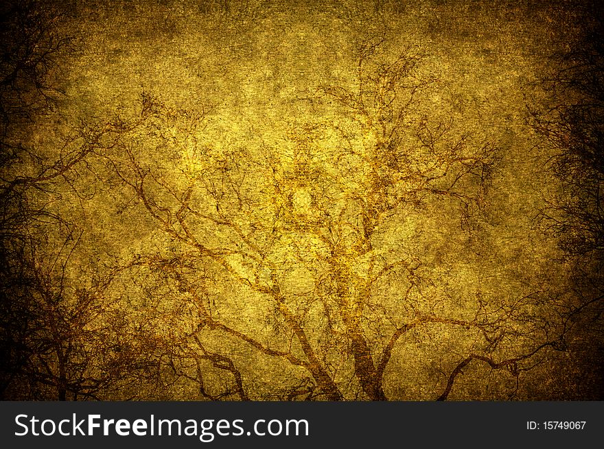 A grunge tree textured in the sky