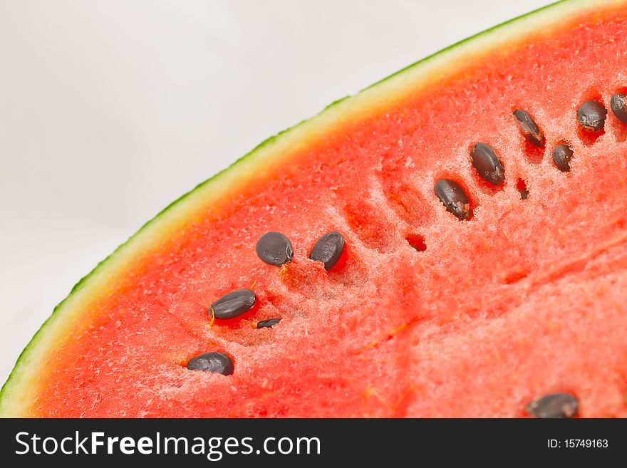 Half Of Ripe Sliced Green Watermelon.