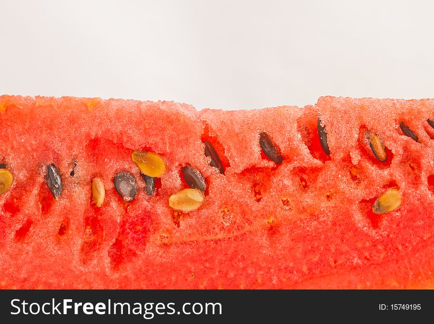 Closeup slice of watermelon, isolated on white. Closeup slice of watermelon, isolated on white