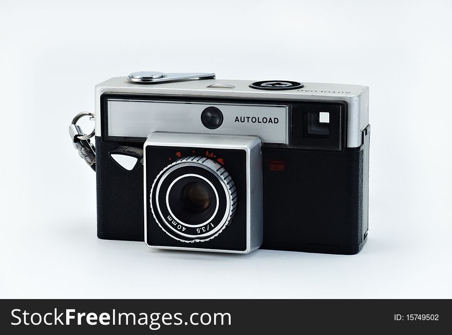 Vintage camera on white background