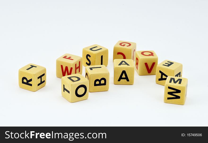 Vintage Dice on white background letters