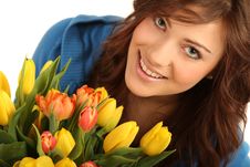 Young Woman With Flowers Royalty Free Stock Photos