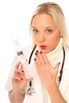 Female Doctor With A Syringe Stock Photography Female Doctor With A Syringe Stock Photography